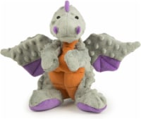 goDog Dragons Squeaker Plush Pet Toy for Dogs & Puppies - Gray, Large