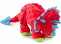 goDog Dinos Frills Squeaker Plush Pet Toy for Dogs & Puppies, Soft & Durable - Red, Large