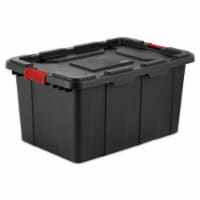 Sterilite 27 Gallon Durable Rugged Industrial Tote w/Red Latches, Black (4 Pack)