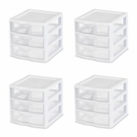 Sterilite 3 Clear Drawer Desktop Storage Unit Home Tabletop Organizer, 4 Pack