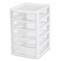 Sterilite 20758004 5-Drawer Clear View Storage Unit, White