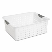 Sterilite Large Ultra Plastic Storage Bin Baskets with Handles, White, 6 Pack