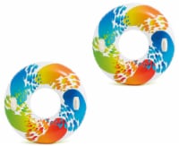 Intex Inflatable 47 Color Whirl Tube Swimming Pool Raft with Handles (2 Pack)