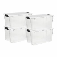 Sterilite 18 Qt Clear Plastic Stackable Storage Bin w/ White Latch