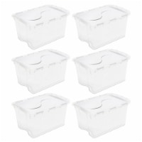 Sterilite 48 Quart Plastic Storage Bin with Hinged Lid & Handles, Clear (6 Pack)