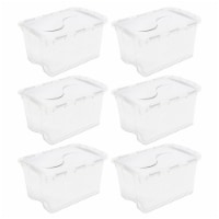 Sterilite 48 Quart Hinged Lid Storage Box Plastic Stackable Bin with Lid, 6  Pack, 1 Piece - Baker's