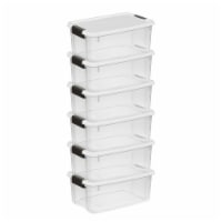 Sterilite 18 Qt Clear Plastic Stackable Storage Bin w/ White Latch Lid, (6 Pack)