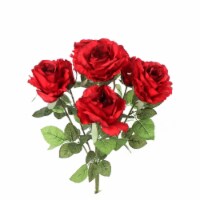 Artificial  Red Rose Bush-20  6 Pieces