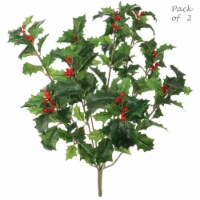 Artificial Real Touch Silk Holly Bush 117 Leaves- 18  x 14  2 Pieces