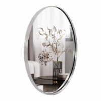 ANDY STAR Modern 20 x 28 Inch Oval Wall Hanging Bathroom Mirror, Polished Silver