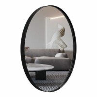 ANDY STAR Modern 20 x 28 Inch Oval Wall Hanging Bathroom Mirror, Matte Black