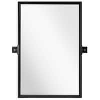 Moon Mirror 24 x 36 Inch Pivoted Rectangular Wall Mounted Vanity Mirror, Black