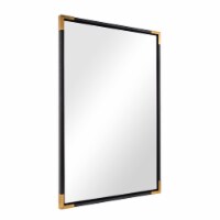ANDY STAR 30 x 40 Inch Rectangular Wood Framed Vanity Mirror, Black and Gold