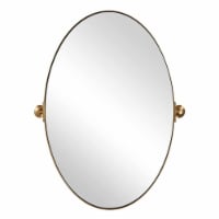 ANDY STAR Modern 22 x 34 Inch Oval Wall Hanging Bathroom Mirror, Brushed Gold