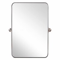 ANDY STAR Modern 22x34 Rectangular Wall Hanging Bathroom Mirror, Brushed Nickel