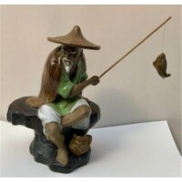 8.5 in. Glazed Fisherman Miniature Ceramic Figurine