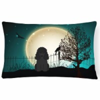 Halloween Scary Poodle Black Canvas Fabric Decorative Pillow