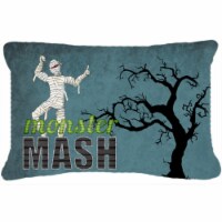 Monster Mash With Mummy Halloween Indoor & Outdoor Fabric Decorative Pillow