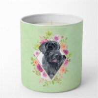 10 oz Giant Schnauzer Green Flowers Decorative Soy Candle Perspective: Main