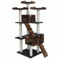 72 in. Black-Brown Cat Tree Condo Furniture