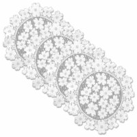 14 in. Dogwood Round Doily - White - Set of 4