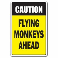 SignMission 8 x 12 in. Caution Flying Monkeys Ahead Decal - Animalparking