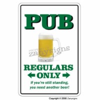SignMission 8 x 12 in. Pub Decal Parking Decals - Bar Lounge Bartender Drinker Liquor Grub