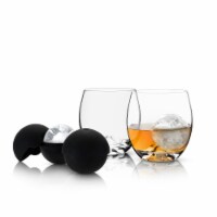 Zulay Kitchen Silicone Square Ice Cube Mold and Ice Ball Mold (Set of 2) Black