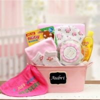 Baby Basics Gift Pail Pink - baby bath set - baby girl gifts - new baby gift basket
