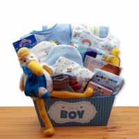A Special Delivery New Baby Gift Basket - Blue - baby bath set -  baby boy gift basket