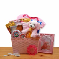 Puppy Love New Baby Gift Basket - Pink - baby bath set - baby girl gifts
