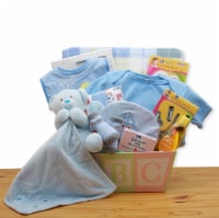 Easy as ABC New Baby Gift Basket - Blue - baby bath set - baby boy gift basket