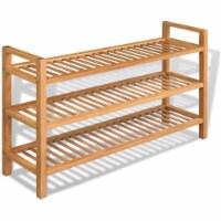 Shoe Rack with 3 Shelves Solid Oak Wood 39.4 x10.6 x23.4