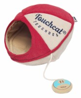 Touchcat Saucer Oval Collapsible Walk-Through Pet Cat Bed House With Play Active Toy (Red)