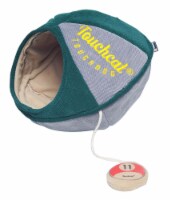 Touchcat Saucer Oval Collapsible Walk-Through Pet Cat Bed House With Play Active Toy (Green)