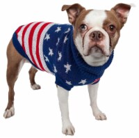 Patriot Independence Star Heavy Knitted Fashion Ribbed Turtle Neck Dog Sweater (X-Small)