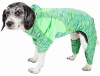 Dog' Heathered Performance 4-Way Stretch Two-Toned Full Body Warm Up Hoodie (Green - Small)
