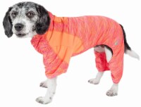 Heathered Performance 4-Way Stretch Two-Toned Full Body Warm Up Hoodie (Orange - X-Small)