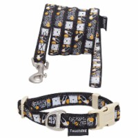 Caliber' Designer Embroidered Fashion Pet Dog Leash And Collar Combination (Black - Small)