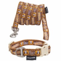 Caliber' Designer Embroidered Fashion Pet Dog Leash And Collar Combination (Brown - Medium)
