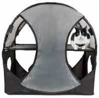 Kitty-Play Obstacle Travel Collapsible Soft Folding Pet Cat House (Grey,Black)