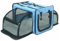 Dual-Expandable Wire Folding Lightweight Collapsible Travel Pet Dog Crate (Blue - Large)