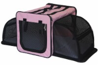 Dual-Expandable Wire Folding Lightweight Collapsible Travel Pet Dog Crate (Pink - Medium)