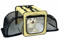 Dual Expandable Wire Folding Lightweight Collapsible Travel Pet Dog Crate (Khaki-Large)