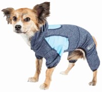 Fur Breeze Heathered Performance 4 Way Stretch Two Toned Full Bodied Hoodie (Blue-Small)