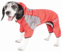 Fur Breeze Heathered Performance 4 Way Stretch Two Toned Full Bodied Hoodie (Red-Large)