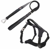 prene 2-in-1 Shock Absorbing Neoprene Padded Reflective Dog Leash and Harness (Black-Small)