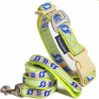 Pet Life Touchdog Chain Printed Tough Stitched Embroidered Collar and Leash (Yellow-Small)