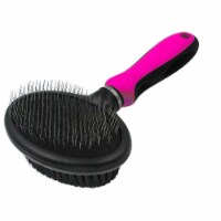 Pet Life Flex Series 2-in-1 Dual Sided Slicker and Bristle Grooming Pet Brush (Pink)