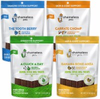 Dog Dental Treats Tooth Berry, Carrate Chomp, A Cluck Aday, Banana Bone-Anza - Variety Pack